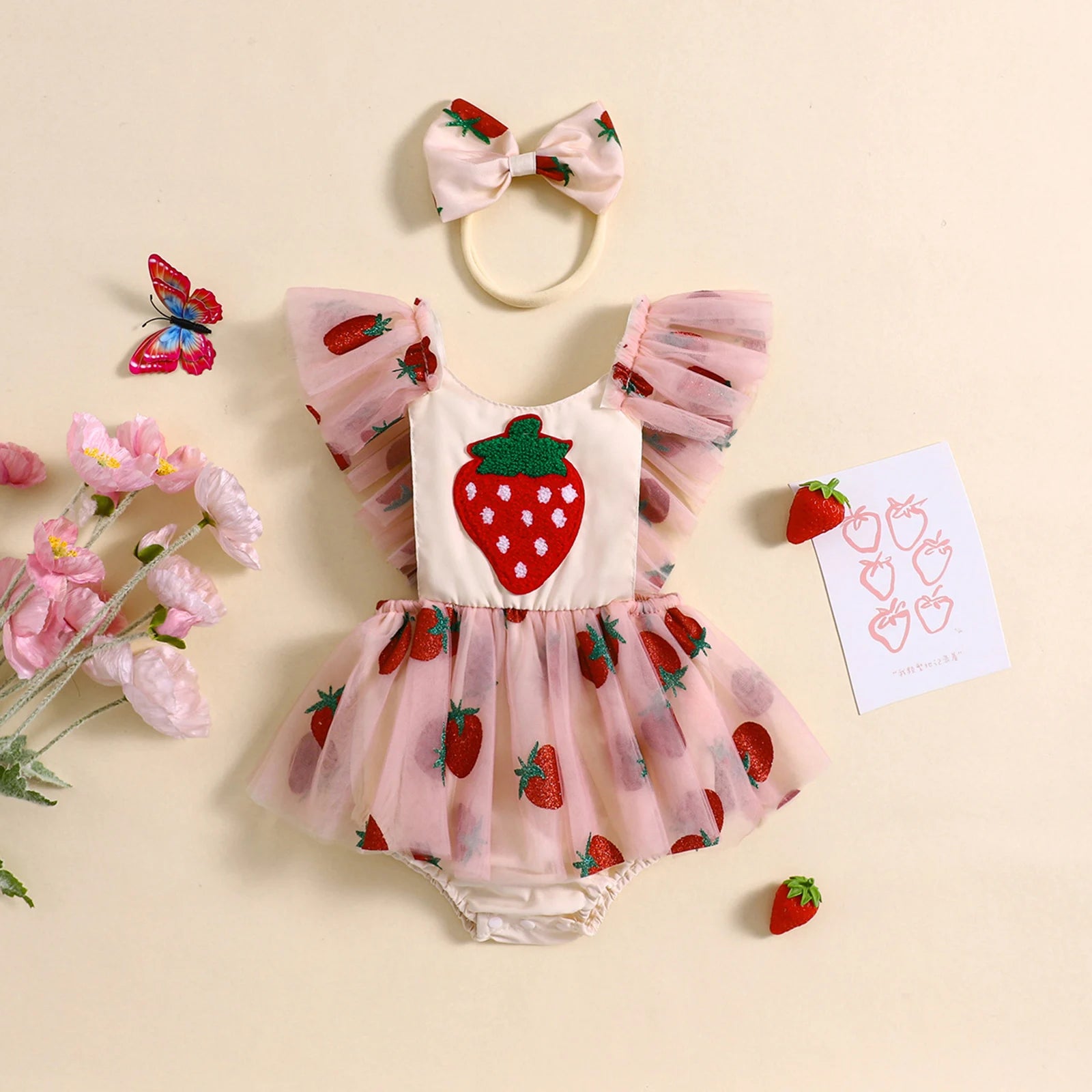 Strawberry Kiss Baby Romper Set