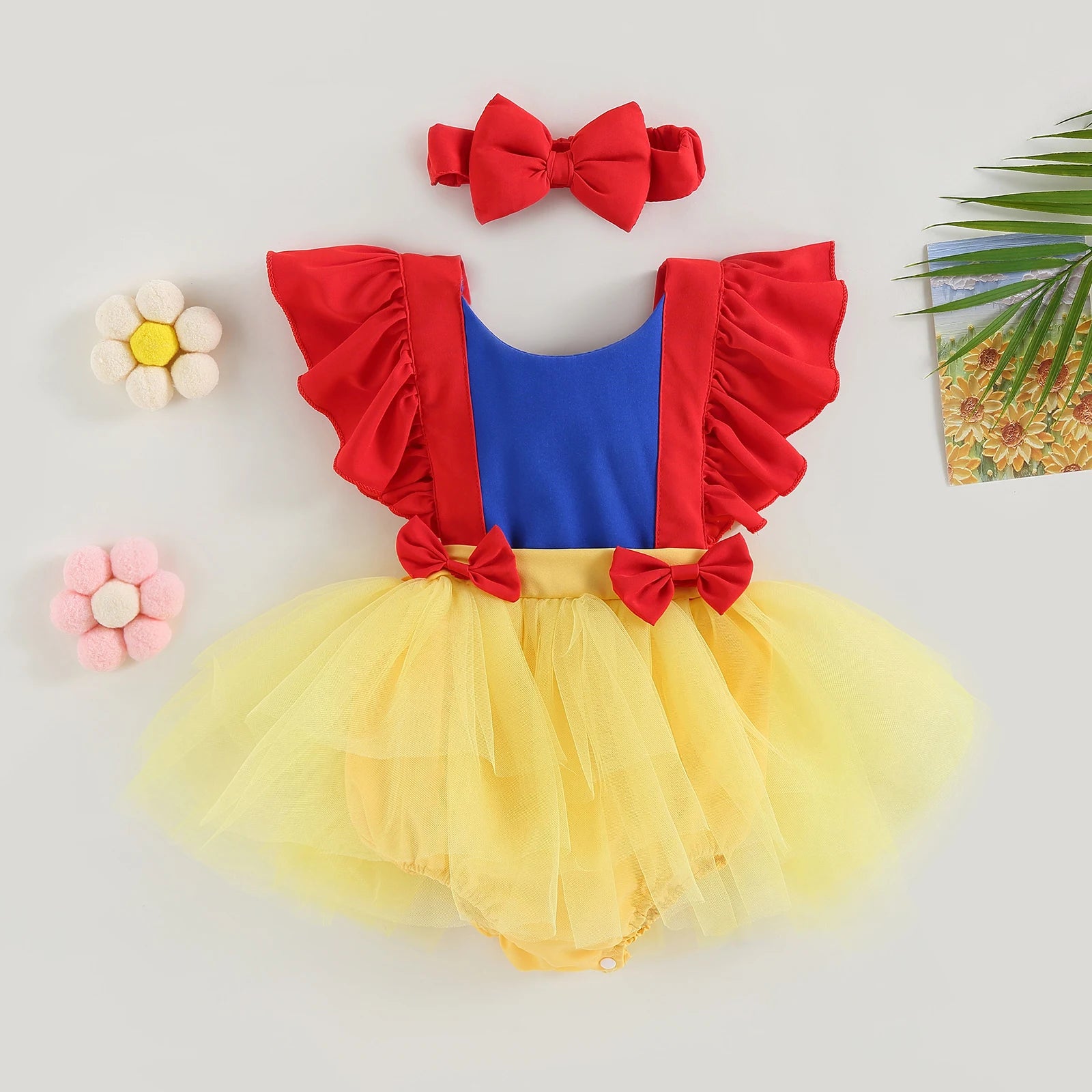Royal Baby Tutu Romper – Yellow & Red Magic Edition