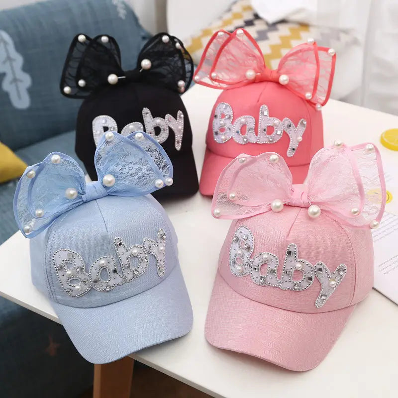 Sparkle Bunny Baseball Cap – Glam Bow Hat for Girls