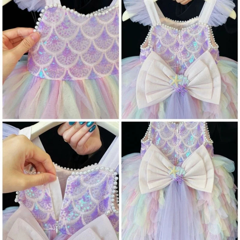 Rainbow Mermaid Princess Dress for Girls