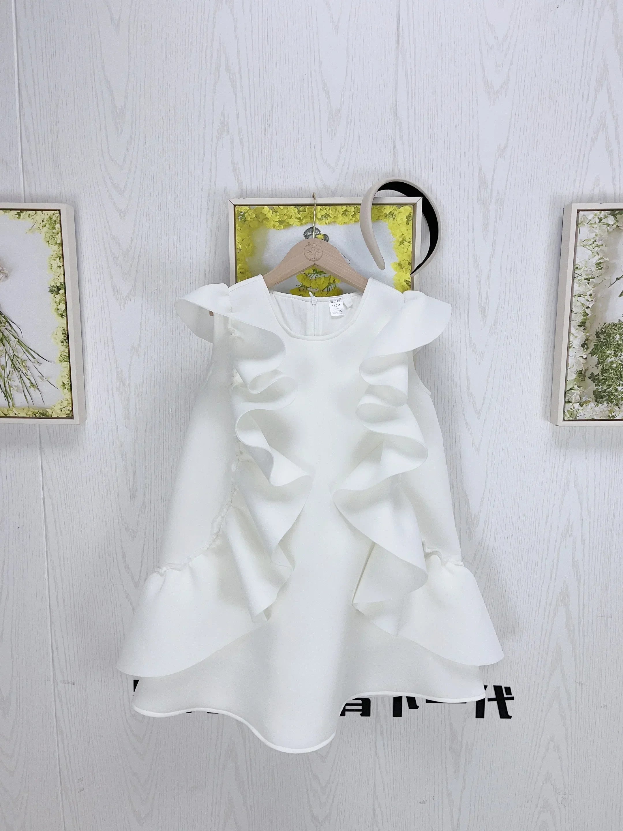 Luxury White Ruffle Dress for Girls