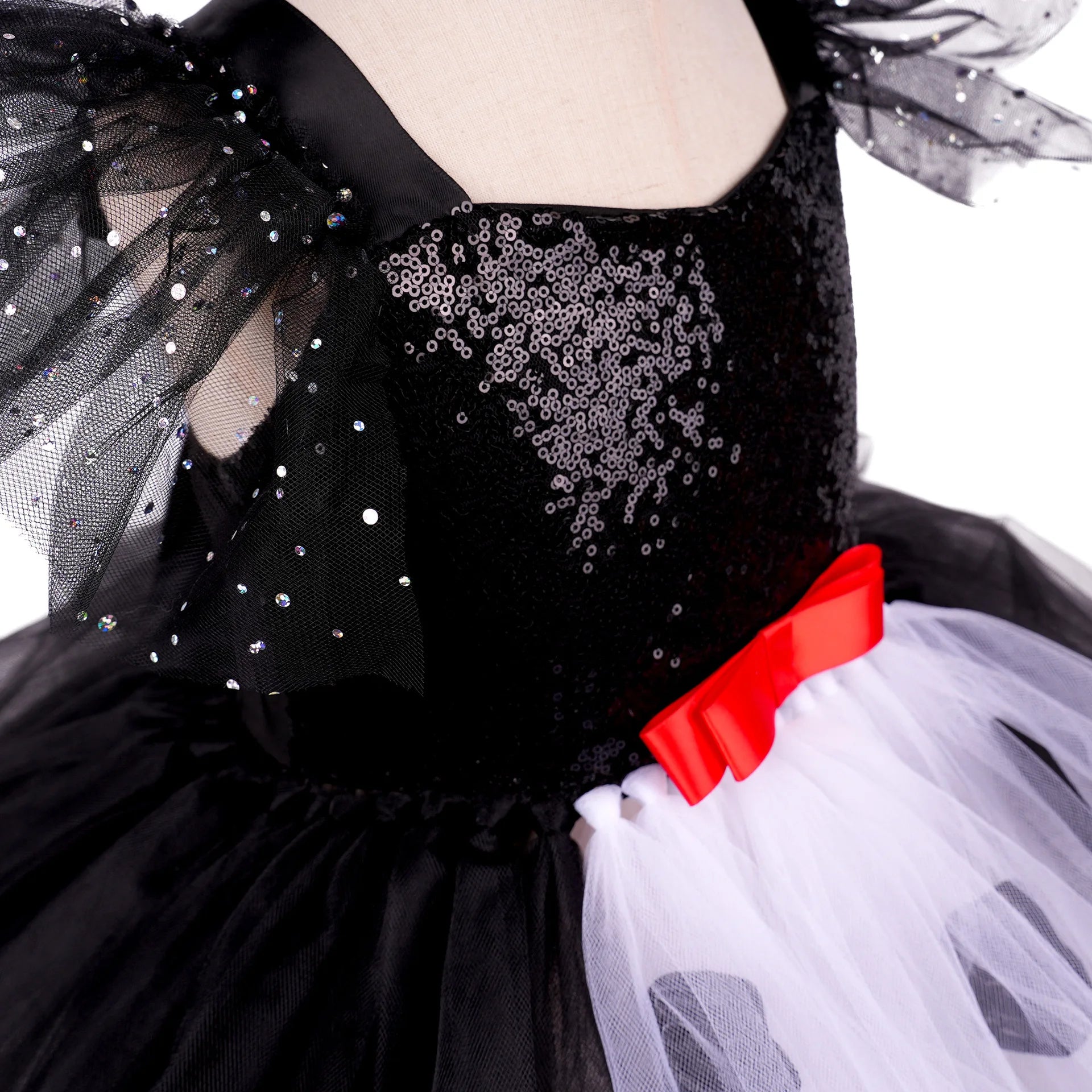 Girls Black & White Villain Costume