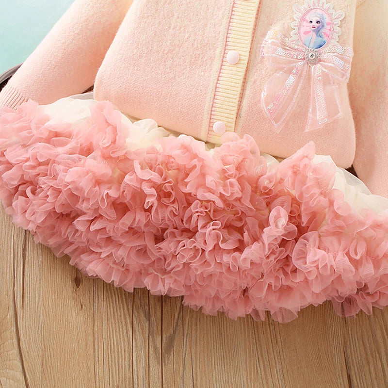 Ice Princess Outfit for Girls – Tulle Tutu Skirt & Knitted Top