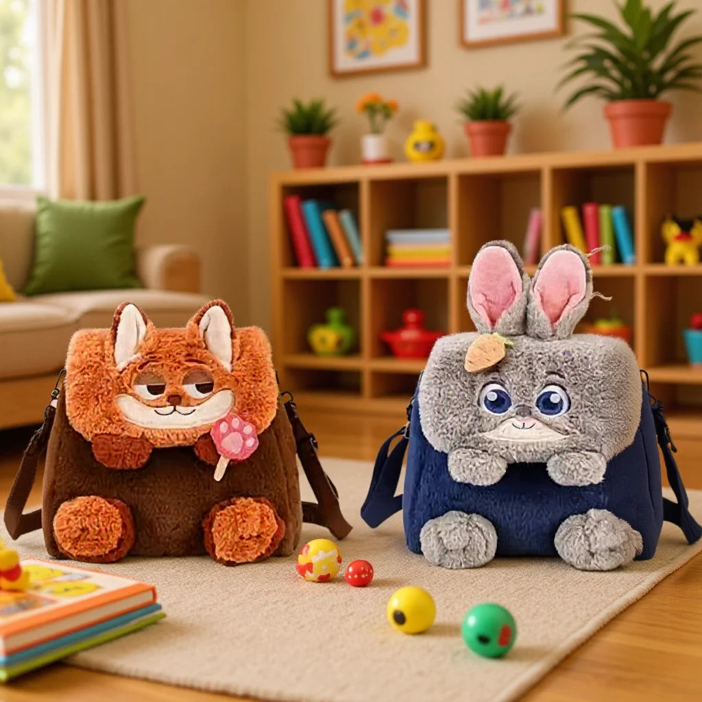 Plush Bunny & Fox Crossbody Bag