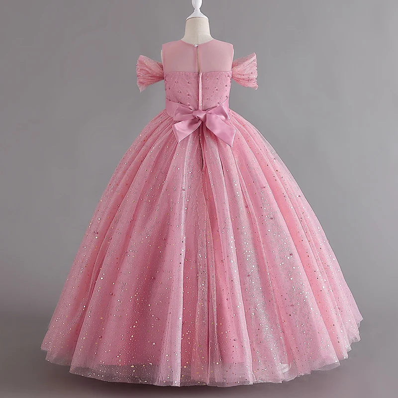 Long Princess Glitter Glamour Dress for Girls