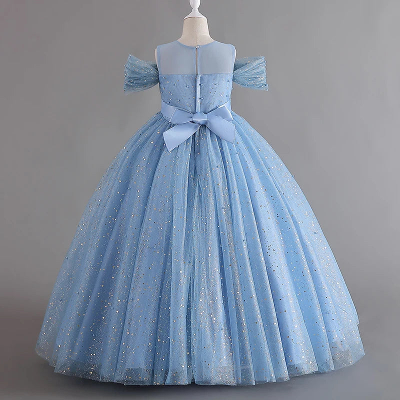 Long Princess Glitter Glamour Dress for Girls