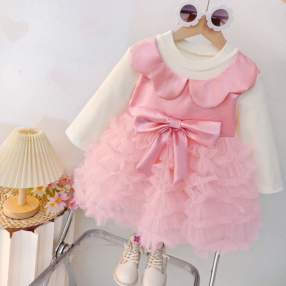 Baby Girl Pink Tulle Dress with Bow