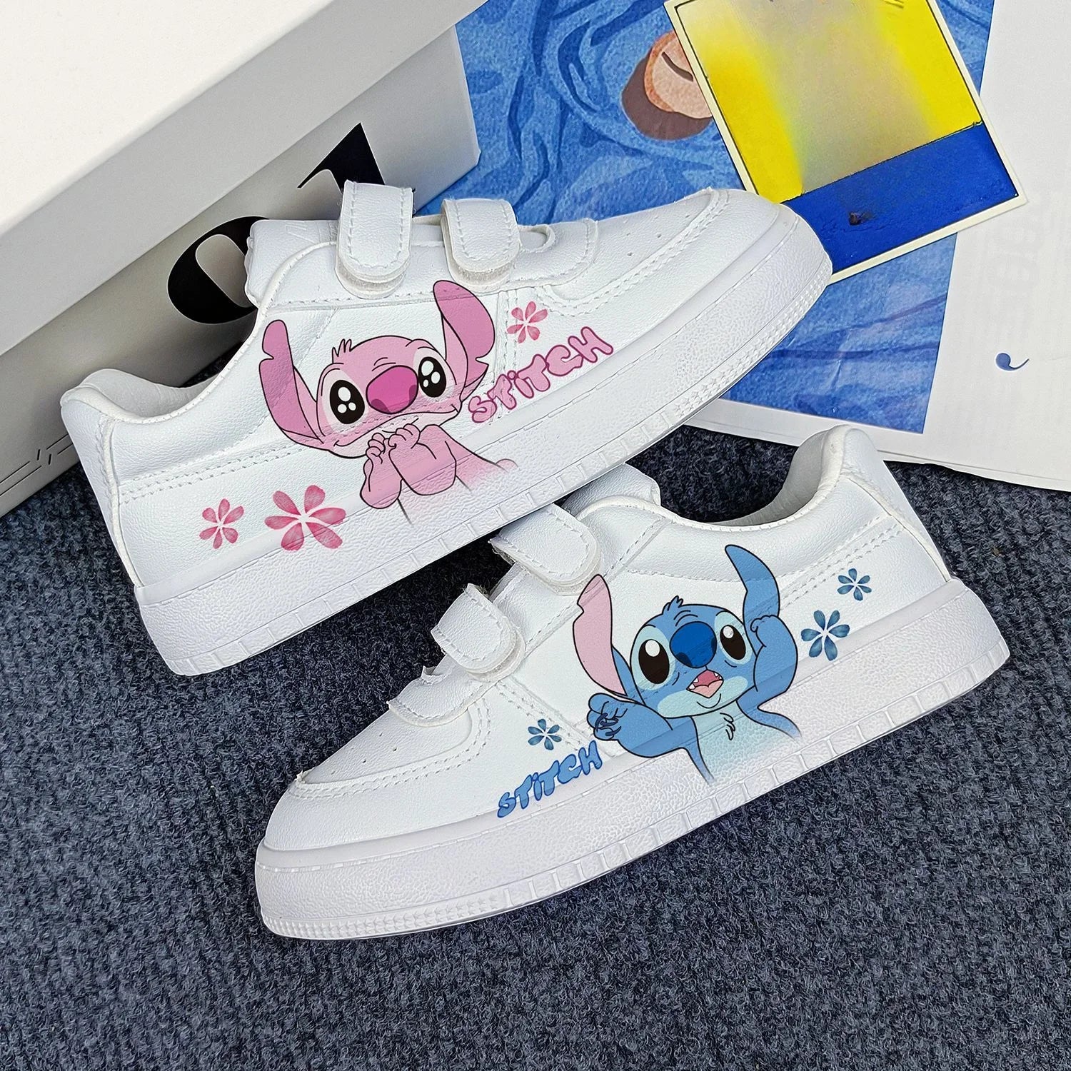 Kids Cartoon Sneakers – Blue & Pink