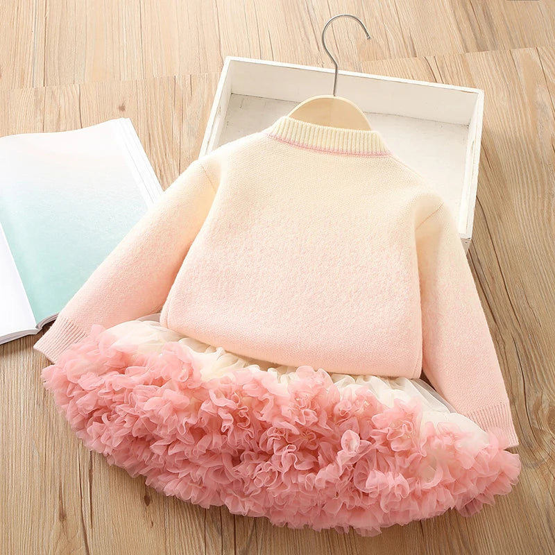 Ice Princess Outfit for Girls – Tulle Tutu Skirt & Knitted Top