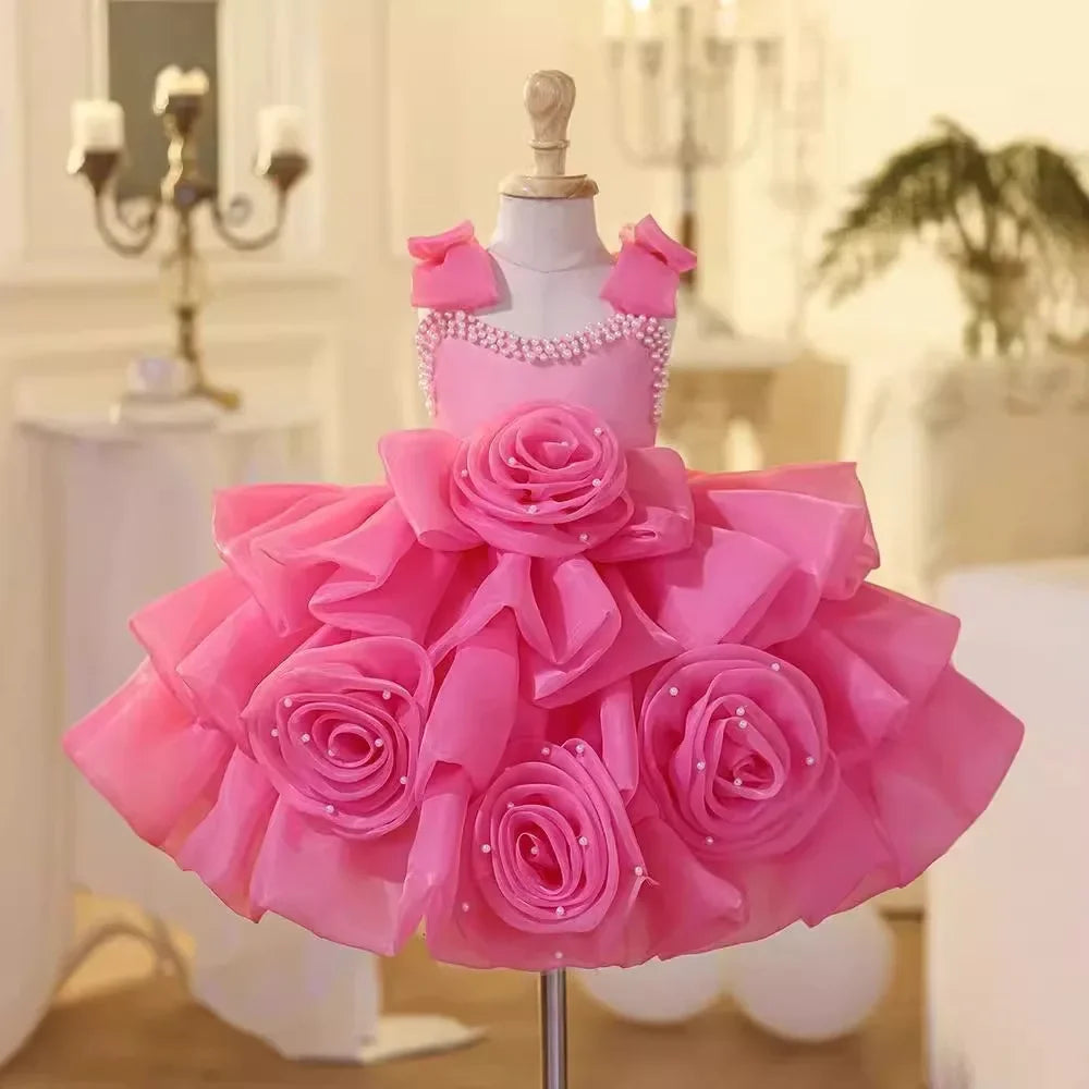 Luxury Pink Children's Dress with Bows