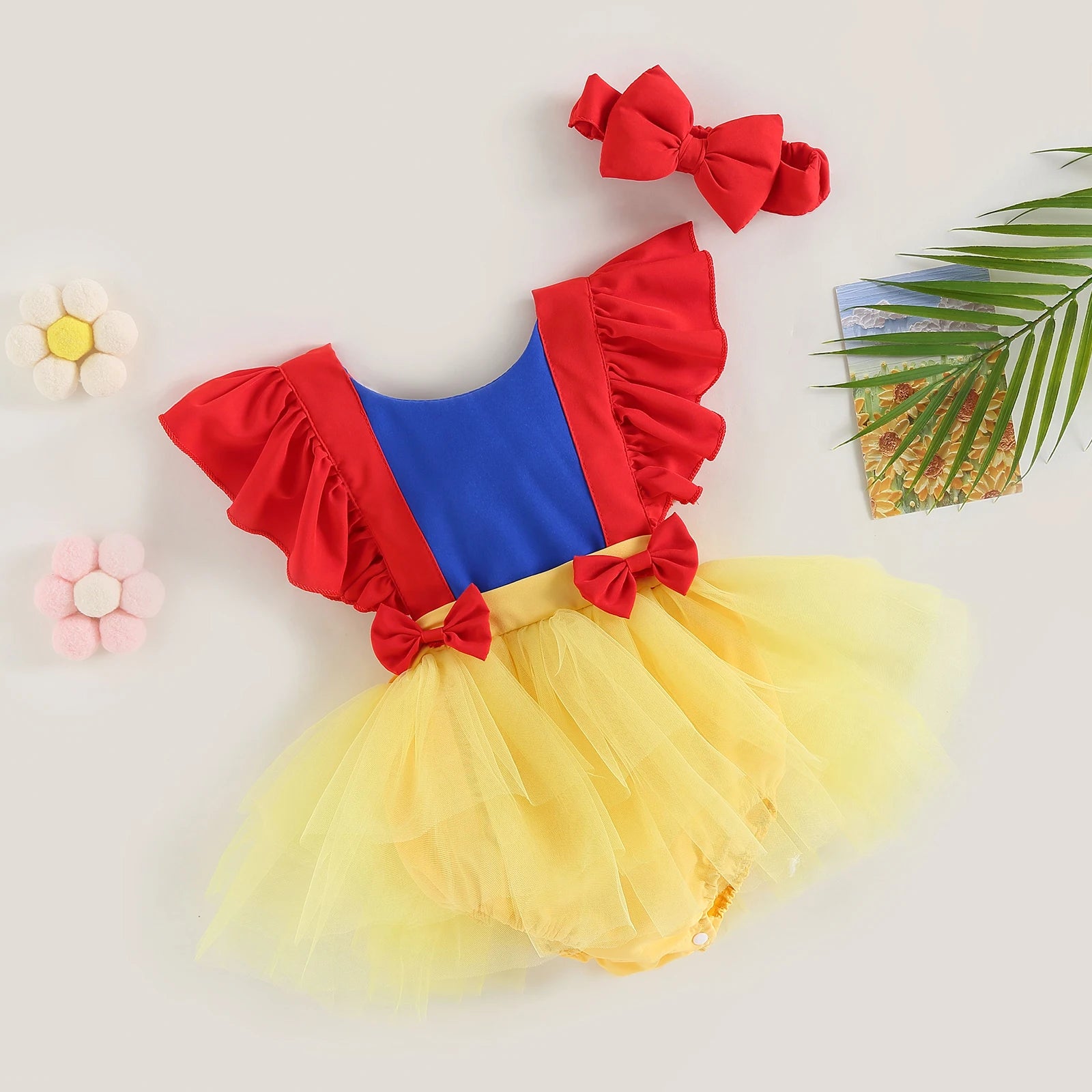 Royal Baby Tutu Romper – Yellow & Red Magic Edition