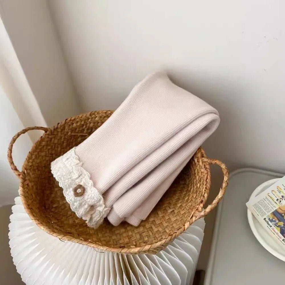 Cozy Winter Leggings with Lace Trim