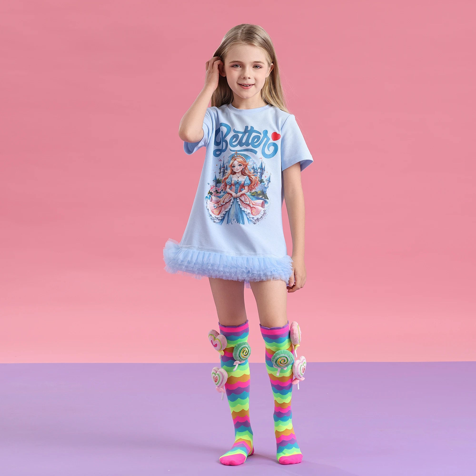 Rainbow Candy Knee-High Socks for Girls – A Sweet Treat for Little Feet