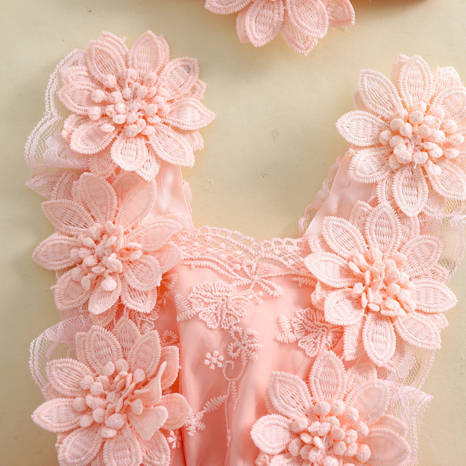 3D Blossom Lace Baby Romper Set