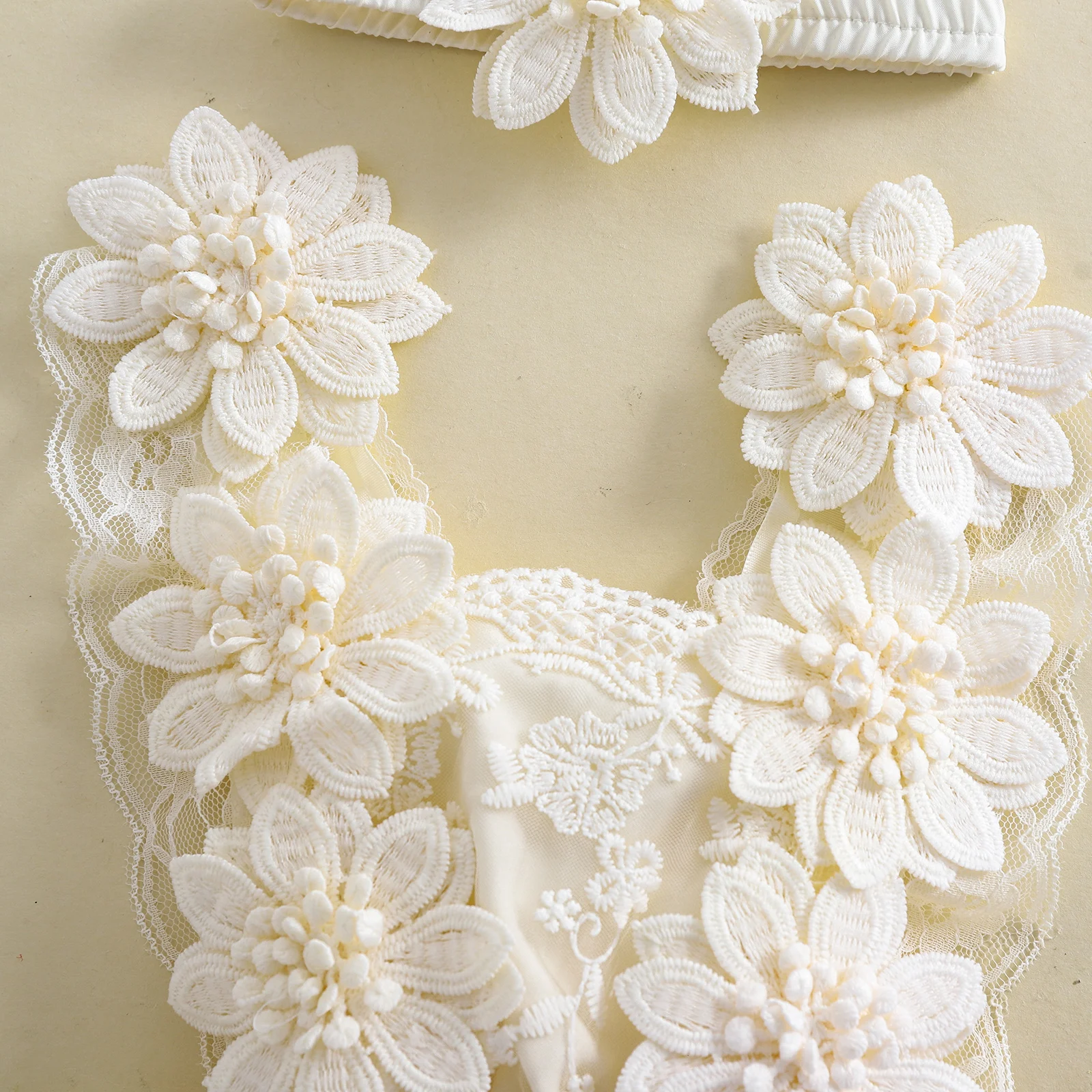 3D Blossom Lace Baby Romper Set