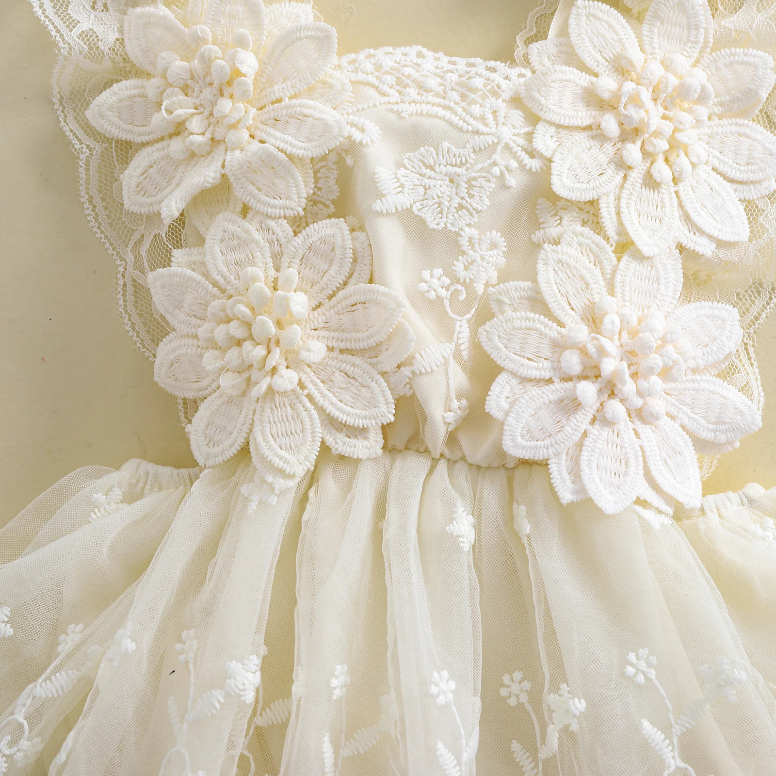 3D Blossom Lace Baby Romper Set