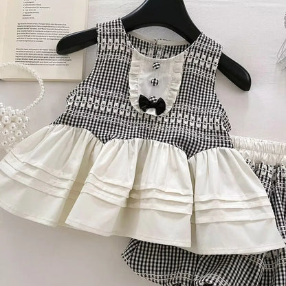 Sweet Picnic – Black & White Gingham Girls Set