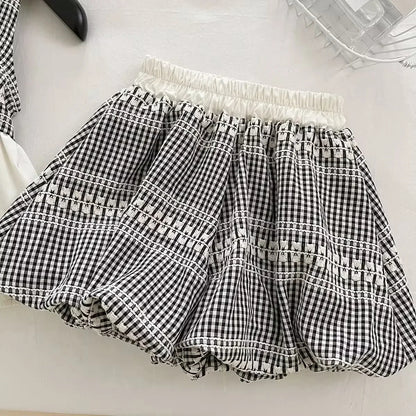 Sweet Picnic – Black & White Gingham Girls Set