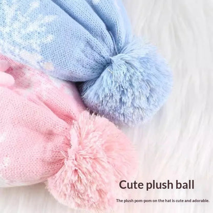 3-Piece Light Blue Winter Hat, Scarf & Gloves Set for Kids