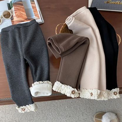 Cozy Winter Leggings with Lace Trim