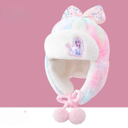 Pastel Ice Princess Plush Winter Hat for Kids