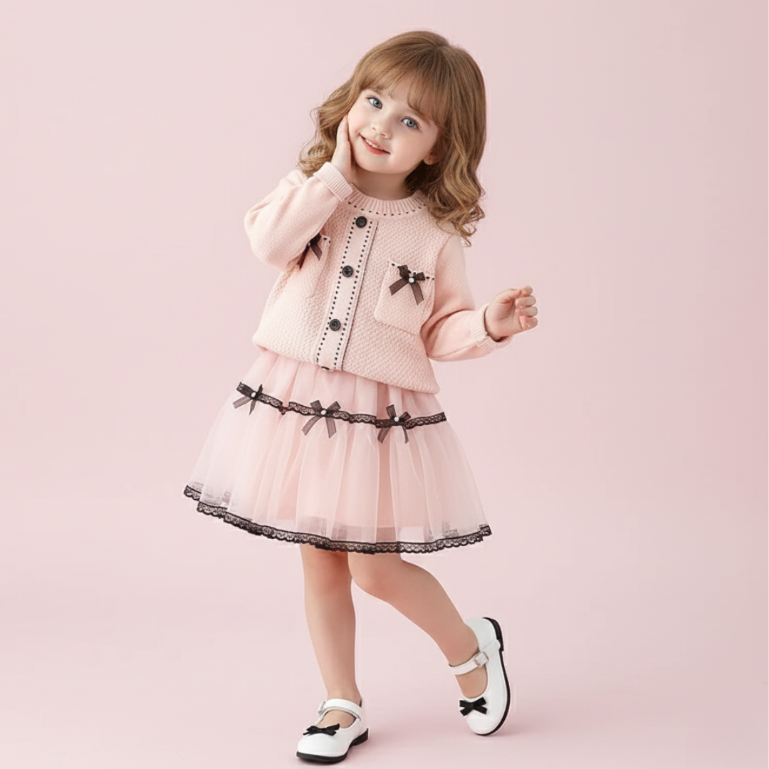 Sweetheart Bows Knit & Tulle Set