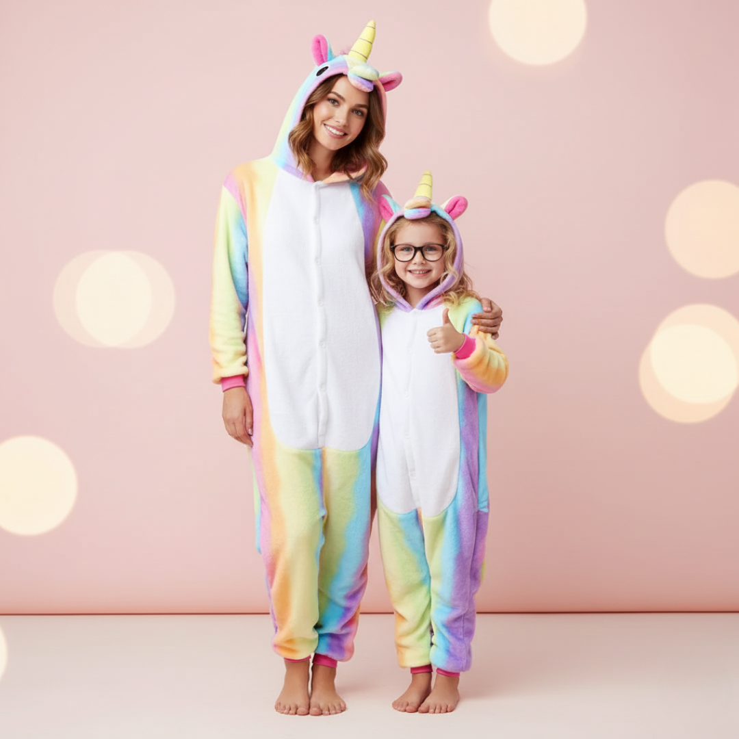 Rainbow Unicorn Kigurumi for Mom and Child
