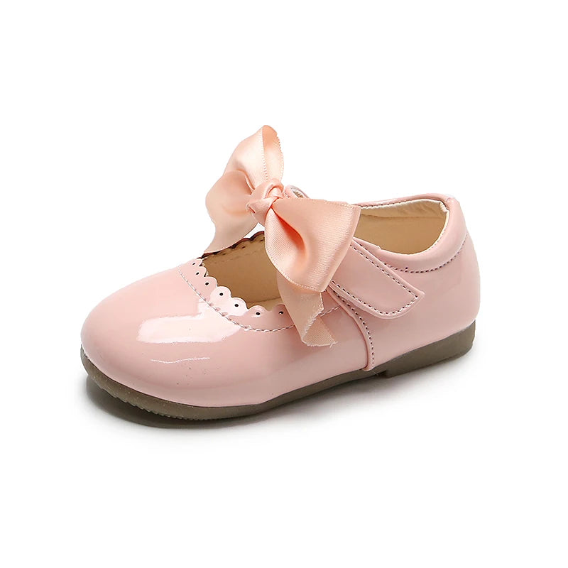 Girls’ Patent Leather Shoes with Satin Bow