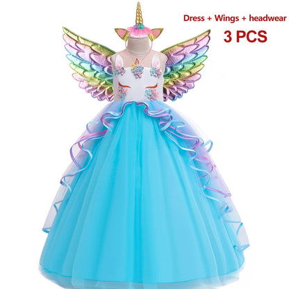 Magical Unicorn Princess Dress with Wings and Headband