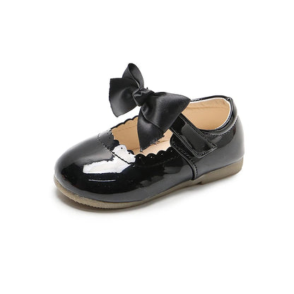 Girls’ Patent Leather Shoes with Satin Bow