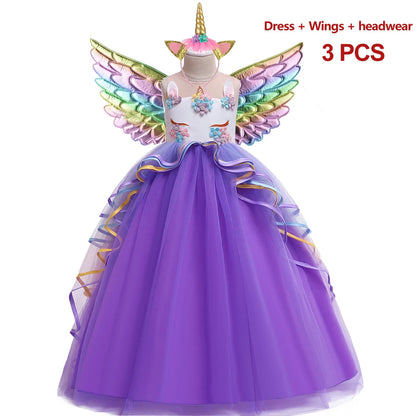 Magical Unicorn Princess Dress with Wings and Headband