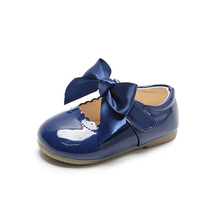 Girls’ Patent Leather Shoes with Satin Bow