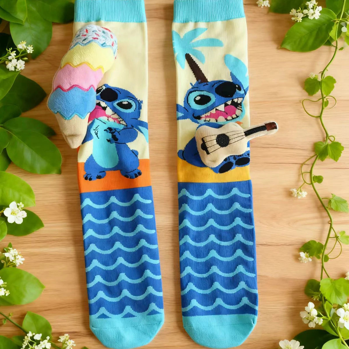 Island Vibes Knee-High Socks for Kids – With Plush Guitar & Ice Cream Fun