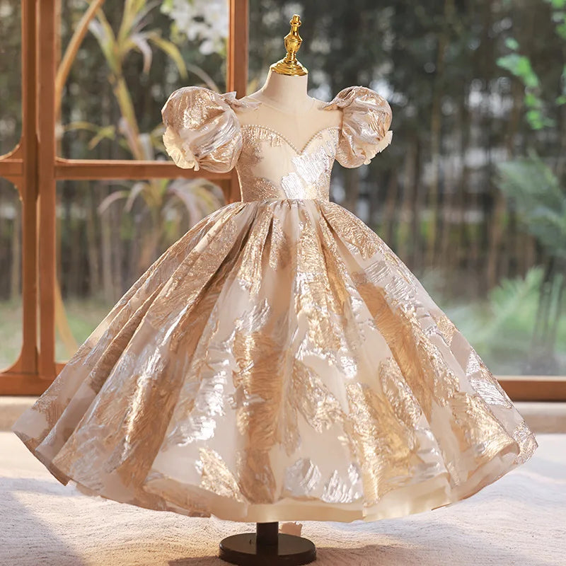 Golden Whispers Ball Gown
