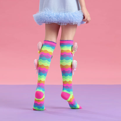 Rainbow Candy Knee-High Socks for Girls – A Sweet Treat for Little Feet