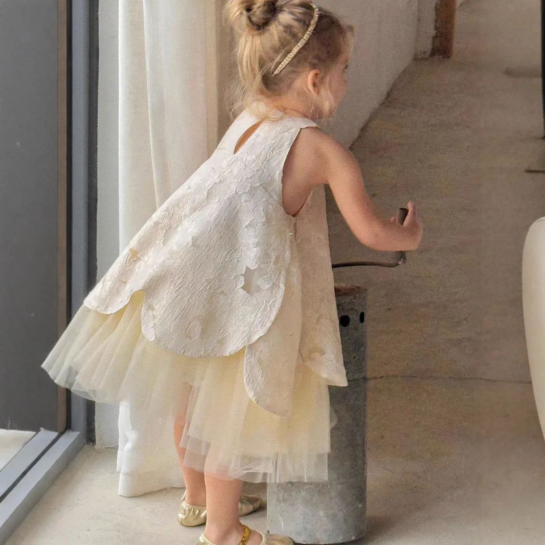 Golden Bloom Children's Party Dress