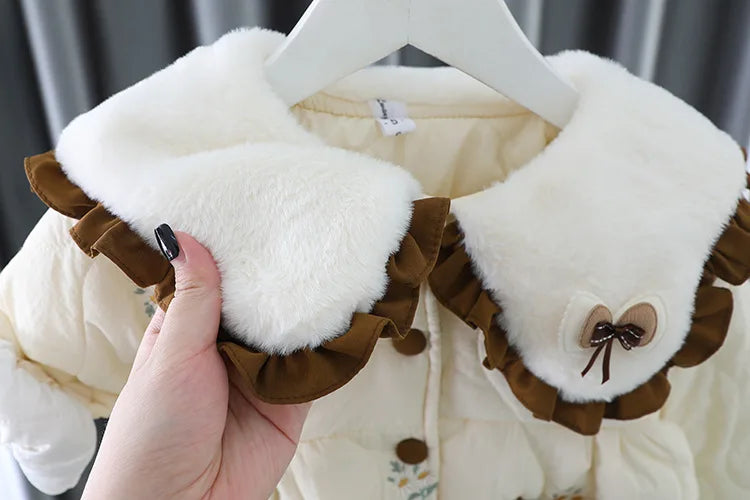 Baby Winter Coat with Embroidered Flowers