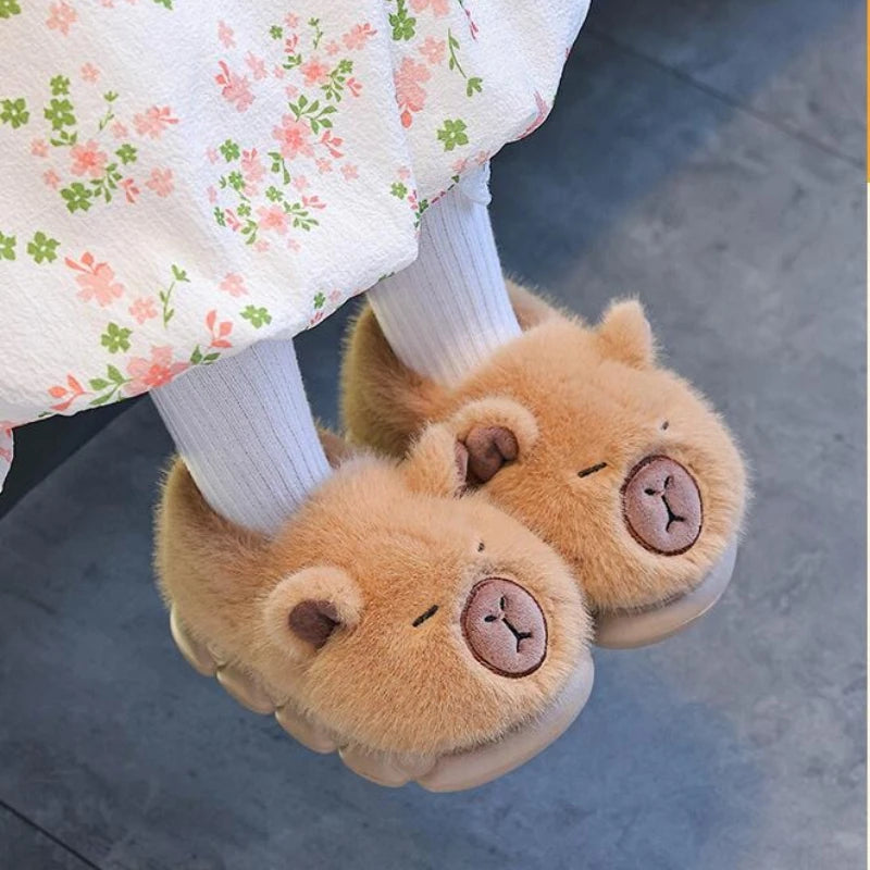 Fluffy Capybara Slippers