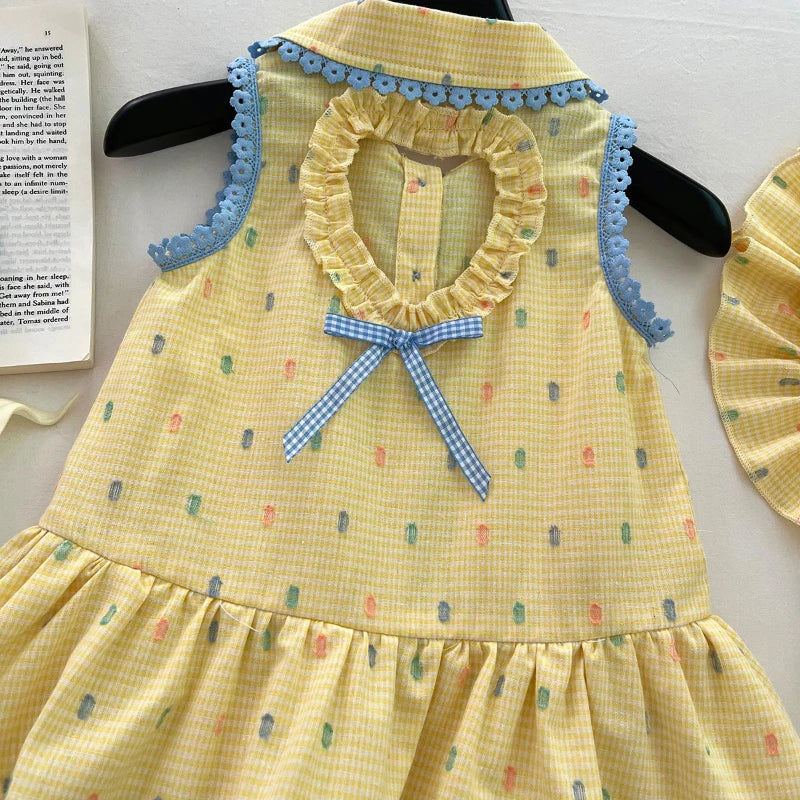 Sunny Dots Yellow Ruffle Dress for Girls