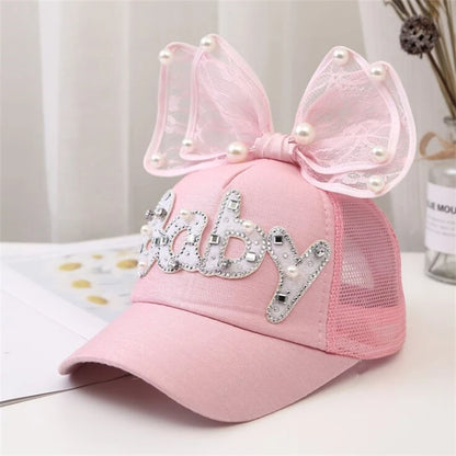 Sparkle Bunny Baseball Cap – Glam Bow Hat for Girls