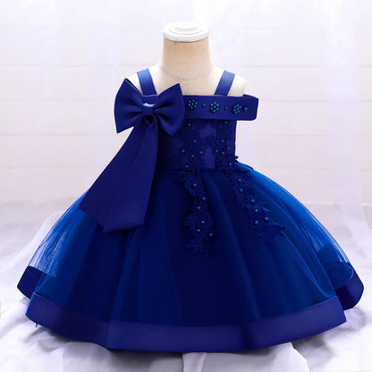 Flower and Bow Kids' Party Dress