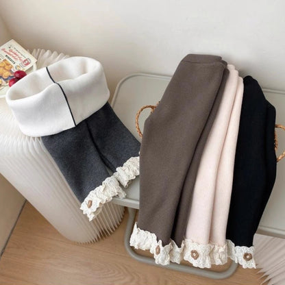Cozy Winter Leggings with Lace Trim
