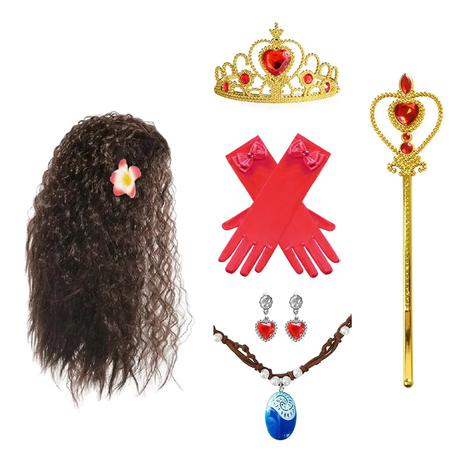 Tropical Island Princess Accessories Set – Wig, Jewelry & Royal Props