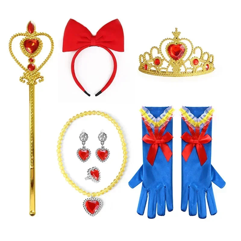 Forest Princess Accessory Set – Short Wig, Red Bow, Crown & Gloves
