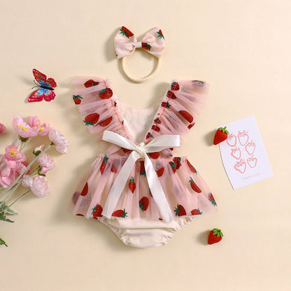 Strawberry Kiss Baby Romper Set