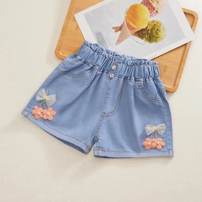 Soft Denim Shorts with Bows and Cute Details