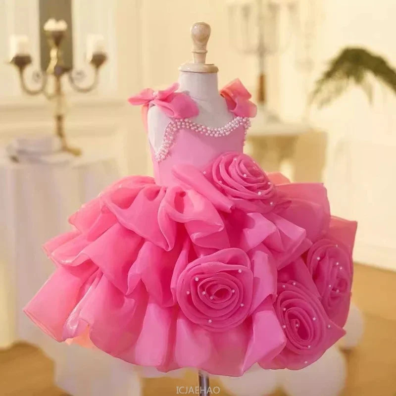 Luxury Pink Children's Dress with Bows