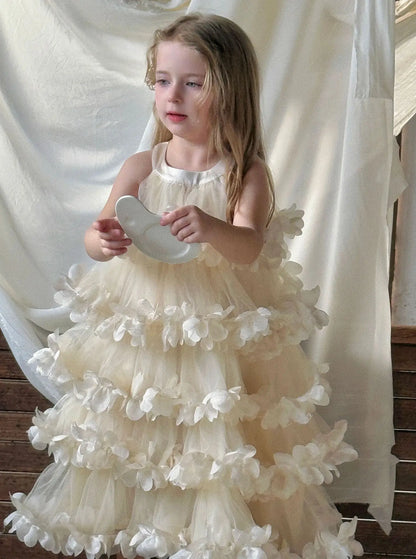 Golden Petal Kids Party Dress