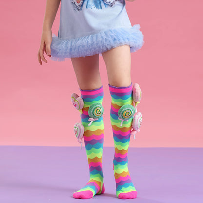 Rainbow Candy Knee-High Socks for Girls – A Sweet Treat for Little Feet
