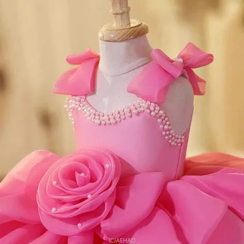 Luxury Pink Children's Dress with Bows